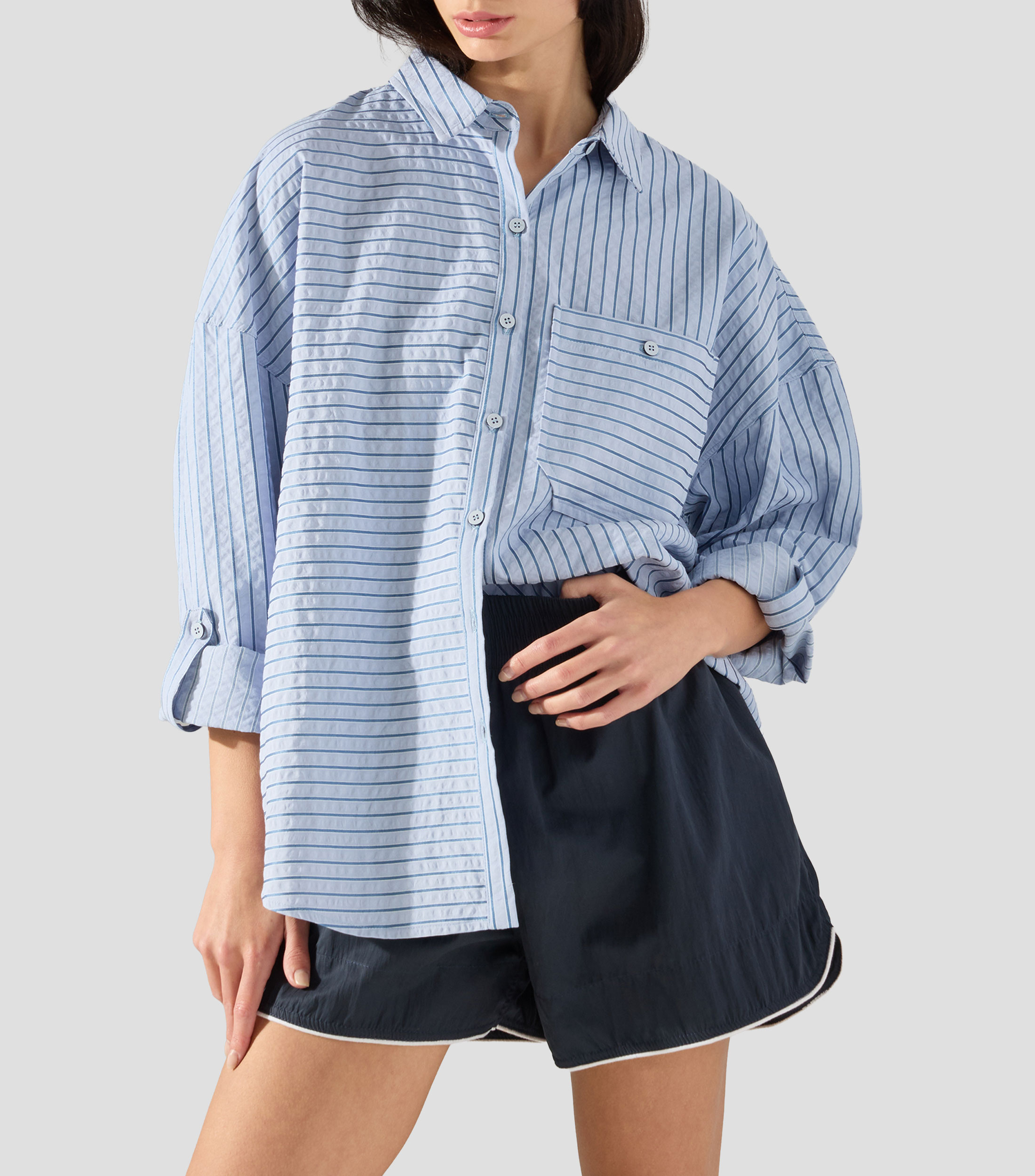 Camisa a rayas manga larga Mujer